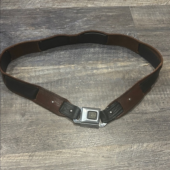 Brown and Black leather Belt seatbelt style main image 8